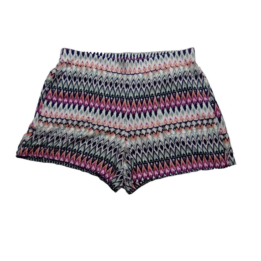 Wild Fox Women's  Boho Diamond Colorful Elastic Waist Silky Summer Shorts  XL